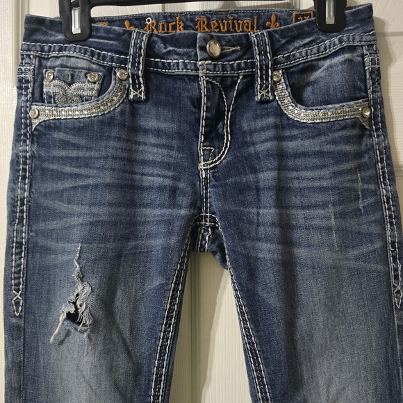 Rock Revival Sherry Bootcut B4 Low Rise Stretch Embellished Jeans, Size 27. - Picture 3 of 16